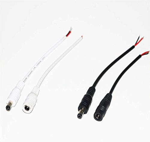 Снабдувања на електрична опрема Davitu - 5 парчиња/лот 15см бело црно напојување DC конектор 5.5x2.1mm машки женски адаптер кабел