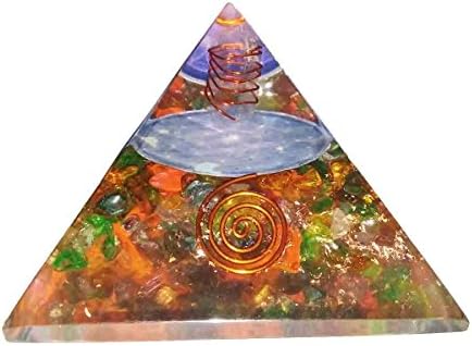 Мултистонски пирамида заздравувачки кристали Reiki Организиран пирамида Реики спритучен подарок со црвена торбичка за подароци