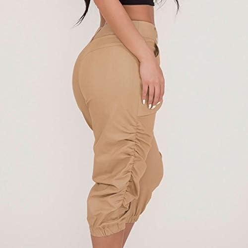 Исечени панталони зрак rrousers шорцеви џеб обични лабави женски панталони панталони работат од домашна облека жени плус големина
