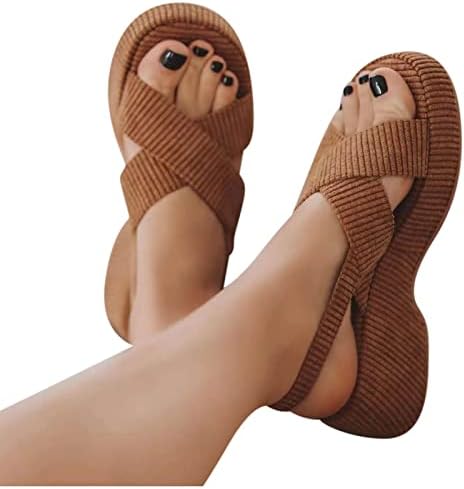 Ishишилиумски женски крцкави ленти од глуждот, сандали за платформа за клинчиња, клинови сандали летни обични чевли сандали на плажа
