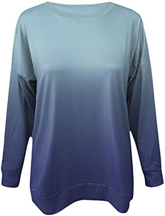 Маичка за џемпери за жени трендовски врвови со скок со долги ракави пад на врвовите лабави маици блузи врвови на улична облека пуловер