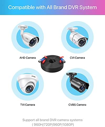 ЗОСИ 4 Пакет 100ft 2-во-1 Видео Кабел За Напојување, Bnc Продолжување Надзор Камера Кабли За Видео Системи За Безбедност