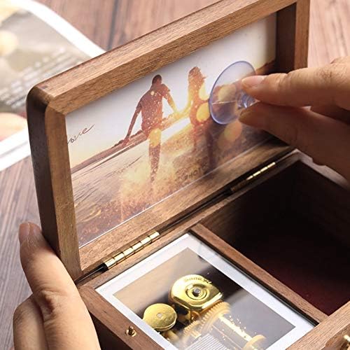 Раксинбанг Ретро дрвена кутија за накит Музичка кутија креативни фото -рамки за уникатен ден за роденден на Денот на вineубените
