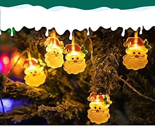 Buyso Божиќ Дедо Мраз 20 LED светла Божиќни украси, 2 режими Работен батерија Дедо Мраз, оперирана батерија, Божиќни светла за затворен