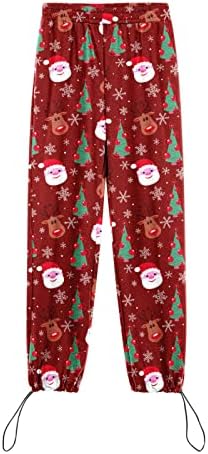 Женски Божиќни џемпери џогери со буги памук со високи половини редовни широки панталони за нозе Божиќ лабаво вклопни обични џемпери