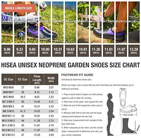 Hisea Unisex водоотпорни градинарски чевли, машки глужд од дожд чизми женски лизгачки обувки гума неопрена на отворено чизми