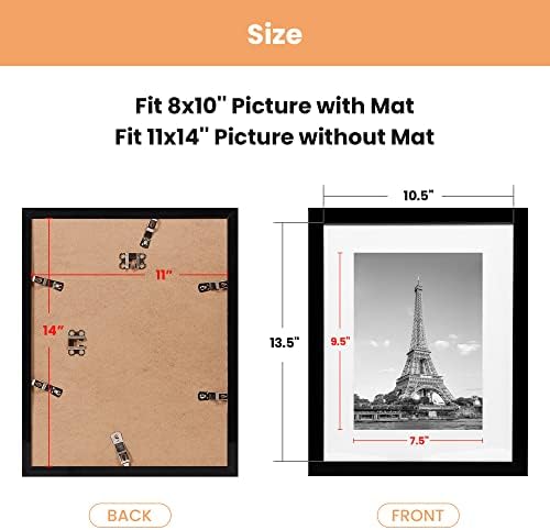 upsimples 11x14 5pack Frame и рамка за 3 пакети, прикажете слики 8x10 со мат или 11x14 без мат, рамки за фотографии со wallидови, црна