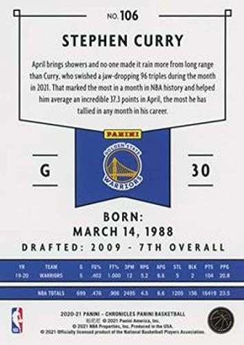 Стивен Кари 2020-21 Панини Хроники 106 nm+ -MT+ NBA кошаркарски воини