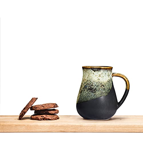 Рачно изработен Тенџере Голем Зелен Чај Тешка Керамичка Шолја За Кафе Керамика 14 мл чаши-Домашна Прилично Уникатна Шолја За Кафе