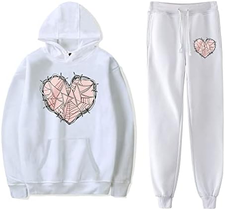 Сем и Колби XPLR веб -срцеви панталони со џогирски панталони две парчиња сет мажи жени џемпери+џемпери
