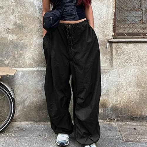 Wocачи жени y2k е-девојка улична облека со висока половината панталони широка нога права лабава лабава растојание панталони гроздобер