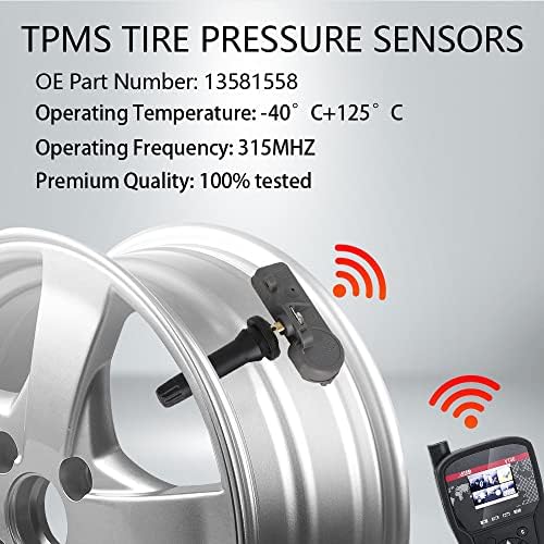 Sensor Sensor Yikesai TPMS компатибилен за Chevy GMC Cadillac Buick, Системот за набудување на притисокот во гумите го заменува 13598771