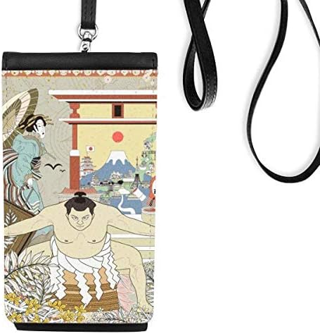 Јапонија јапонски ukiyo-e остава телефонски паричник чанта што виси мобилна торбичка црн џеб