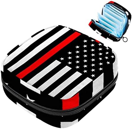 Санитарна торба за складирање на салфетки, торба за период, торба со тампон, торба за шминка, американско знаме црно бело шема