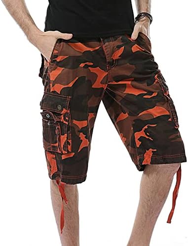 Мажите опуштени вклопени камо карго шорцеви маскирни мулти џебови на отворено кратки панталони лесни лабави воени кратки