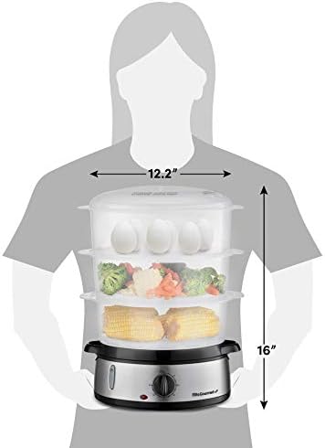 Елита гурманска макси-матична електрична храна со пароброд со зеленчук со 3 нивоа од 3 нивоа, фиоки за вгнездени корпи, автоматско исклучување