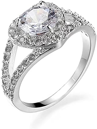 2023 Нов ангажман во форма на срце Персонализиран принцеза Дијамант прстен циркон прстен за закуски прстени