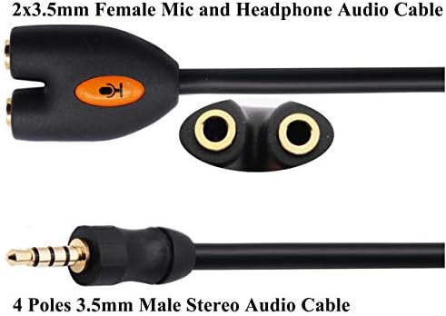 Audio Headphone ZDYCGTIME 3,5 mm Audio y Splitter Cable 4-Pole 3,5 mm Aux MALE до 2 порта 3,5 mm женски слушалки MIC & стерео аудио y сплитер