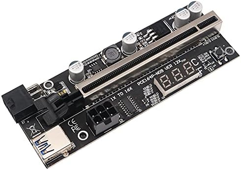 Нова верзија PCIE Riser 1x до 16x графичко продолжение со сензор за температура за Bitcoin GPU Rining Atimed Riser Adapter картичка