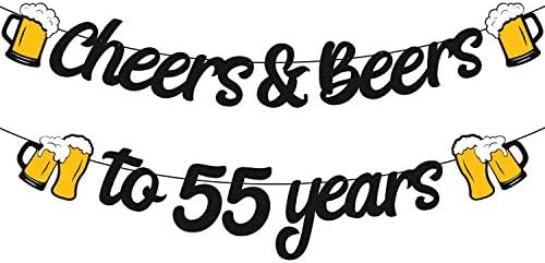 Овации И Пива до 55 Години Банер Среќен 55 Ти Роденденски Украси Навива до 55 Ти Години Венец За Мажи Жени Роденден на 55 Ти Роденден