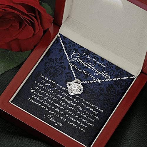 Накит за картички за пораки, рачно изработено ѓердан- Персонализиран подарок Loveубов, јазол на внука, подарок за ден на свадба, до невеста