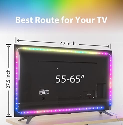 Appeck ТВ LED Осветлување, 14.4 FT LED Светла ЗА ТВ 55-65 Инчи, RGB Led ТВ Светла Зад, Синхронизација Со Музика, Bluetooth Стан Контрола, Потопување