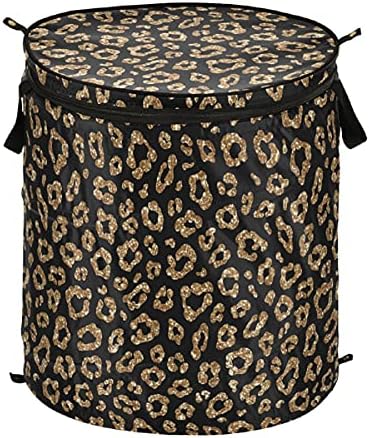 Алаза 50 l преклопни алишта за перење злато сјај леопард се појавува контејнер/организатор за складирање со лесни носења со продолжени
