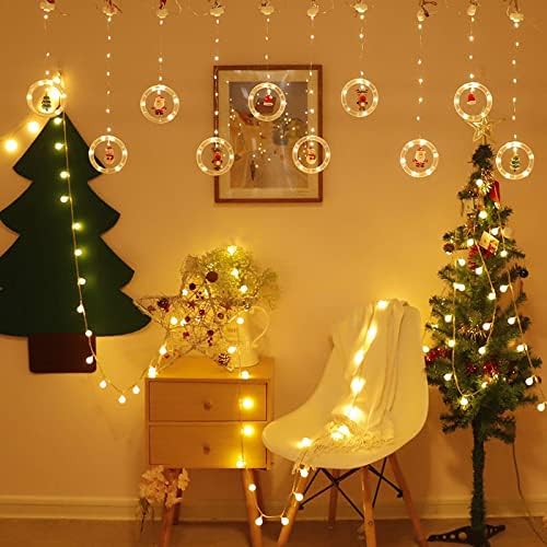 Aoof Нова Божиќна предводена ламба жица Дедо Мраз за завеси за завеси за завеси