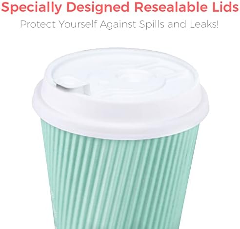 Чаши за кафе со сјај за едно капаче со капаци - хартија од 12 мл за да одат чаши за кафе со облоги што можат да се ревидираат, спречуваат протекување!