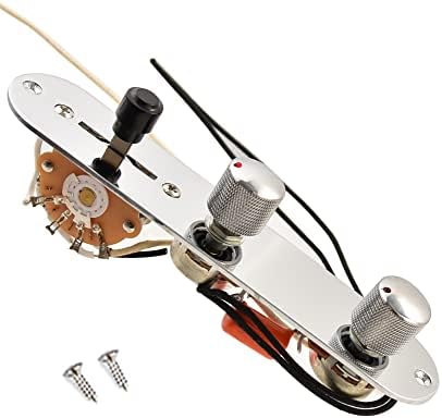ЛАМСАМ целосно натоварена контролна плоча за гитара во стилот на телекастер со пикап со скромни пикапи, жичен 3-насочен прекинувач