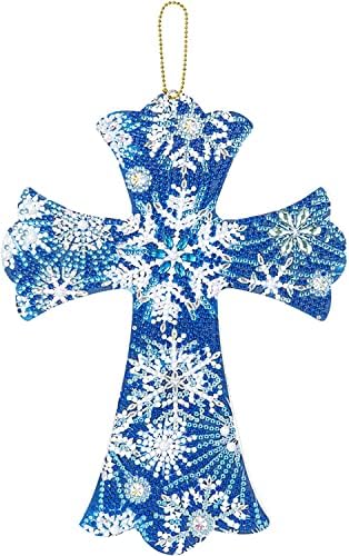Lyenyi Snowflake Cross Diamond Comming Kits Wanking 5D Cross Gem сликарство украс во форма на дијамантски уметнички комплет снег дијамантски