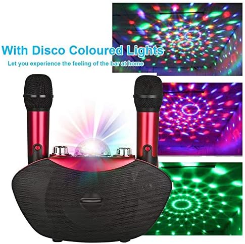 LMMDDP микрофон звучник на отворено Семејно стерео микрофон со LED Flash Neon Light Playing Music Family KTV