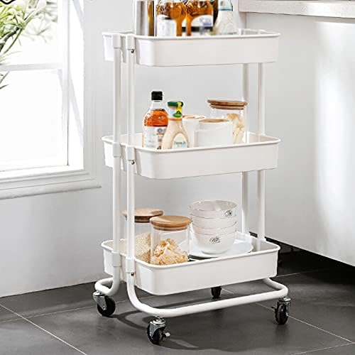 Мултифункционална кујна полица, 3-слојни колички за мобилно складирање за складирање бања дневна соба спална соба мултифункционално складирање