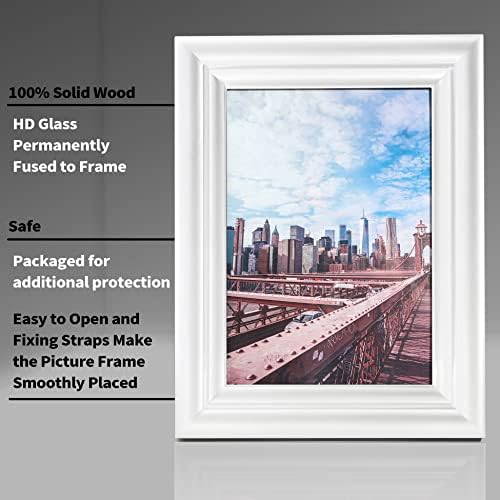 Momlkfday White 8x10 Рамки за слики - Цврсто дрво со стакло со висока дефиниција, совршено за виси на таблети или wallидови - идеално