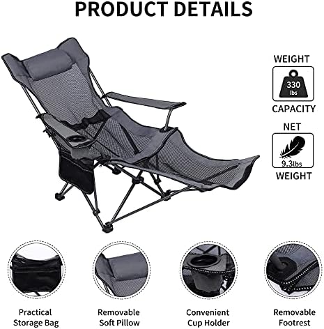 Чаир за кампување со кампување во Нуртудис, преклопување на стол за кампување, преносен стол за кампување со потпирач за нозе, торба за складирање