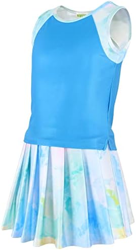 Модафанс девојки тенис голф фустан Атлетска облека Деца врзани за бојадисување на врвот и СКРОРТИ ПОДНЕСУВА СПОРТСКИ Здолниште со