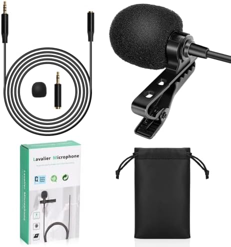 Професионална оценка лавалиер лапел микрофон за Micromax VDEO 4 компатибилен со iPhone телефон или блогирање на фотоапарати Vlogging
