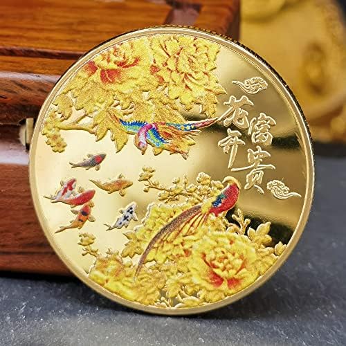 Fortune доаѓа со цвеќиња на цвеќиња среќни монети за богатство и среќа - алатка за гребење на билети за лотарија - Кинеска монета за предизвик