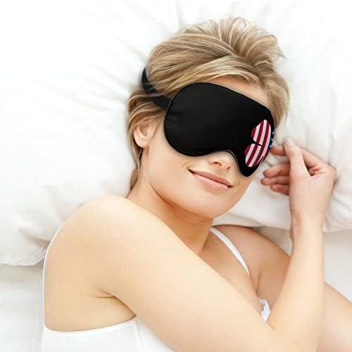 Маска за спиење на американско знаме Детелина со прилагодлива лента за меко око затемнување за затемнување за следење за патување за одмор