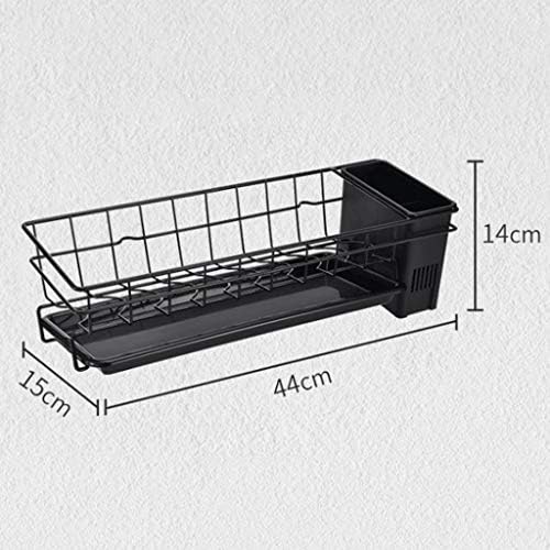 Rackах црна чинија за садови-креативна решетка за кујнски решетки, решетката за складирање на садови со еднослојни, решетката за одводнување