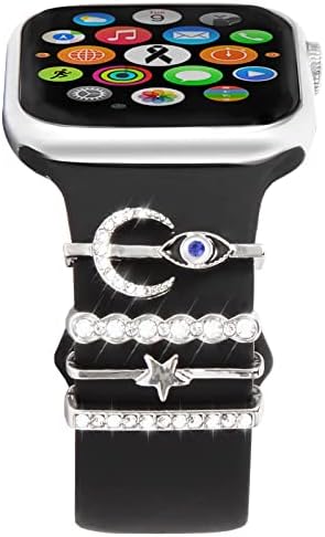 Гледајте ги опсегот шарм Декоративни прстени јамки компатибилни со Apple Watch 38mm 40mm 41mm 42mm 44mm 45mm метални слајд -додатоци за часовници шарм за iWatch Series 8 7 6 5 4 3 2 1 SE Ultra
