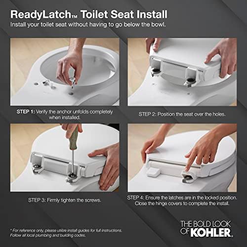 Kohler 4733-RL-7 Glenbury ReadyLatch тивко блиско издолжено тоалетно седиште, црно