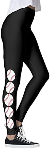 Хеланки со високи половини за жени безбол печати меки атлетски непроaирни стомаци за контрола на јога панталони за жени за жени