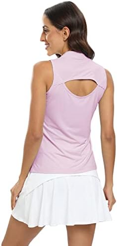 Womenенши женски без ракави голф -маици против вратот спортски резервоар врвот UPF50+ тениски кошули брзо суво