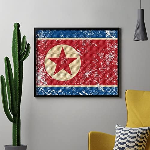 Северна Кореја Ретро Знаме Дијамант Сликарство Колекции 5D DIY Целосна Вежба Кристал Уметност Ѕид Декор За Возрасни 16 x20