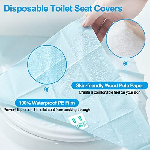 Обвивки на седиштето на тоалетот Blika XL 23,6in × 15,7in, 80 брои покривки за тоалетно седиште, корици на хартија за тоалети за возрасни и деца,