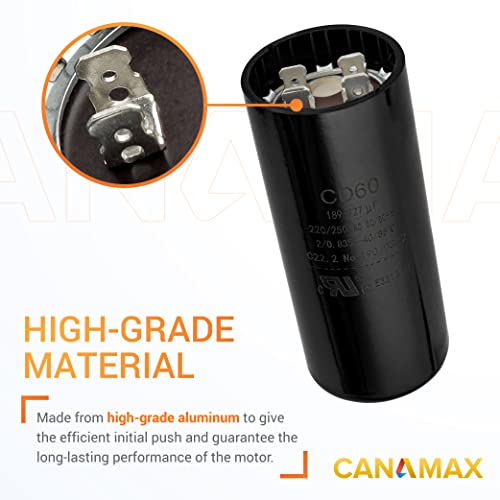 Canamax Premium 189-227 UF/MFD 220-250 VAC волти на почетокот на кондензаторот 50/60 Hz AC Electric-Точно вклопување за наизменичен