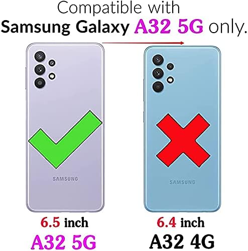 Asuwish Компатибилен Со Samsung Galaxy A32 5G 6.5 инчен Паричник Случај Калено Стакло Заштитник На Екранот Држач За Картички Капак