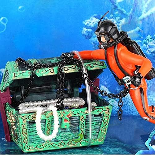 Eyech Aquarium Aquarium Ornament Creative undersea Treasure Diver Diver Air Bubbler Aerating for Decoration