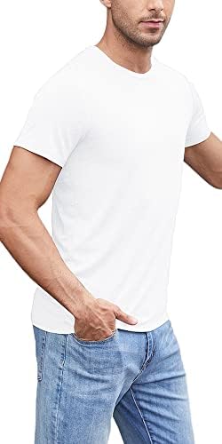 Менс бамбус летни кошули со кратки ракави за ладење обични екипаж маици за вратот спортови супер мека лесна лесна категорија